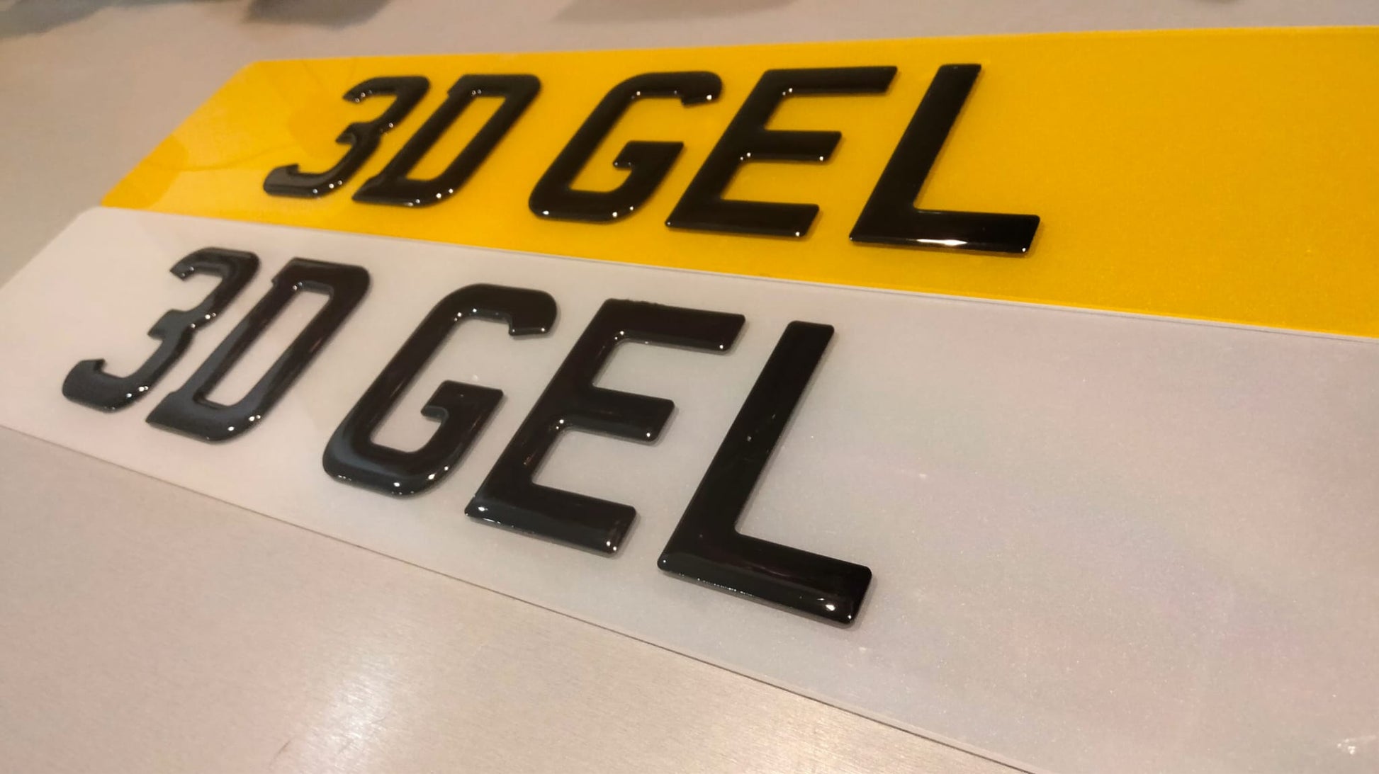 3D Gel designed UK license Plates made in Manchester city centre.