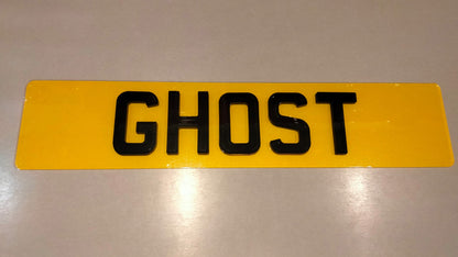 Ghost Style UK license Plates made in Manchester city centre.